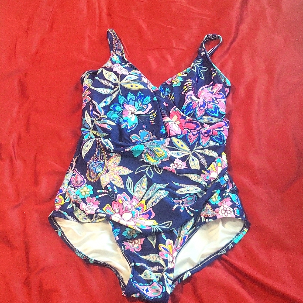 Maxine of Hollywood Navy Floral One-Piece Swimsuit